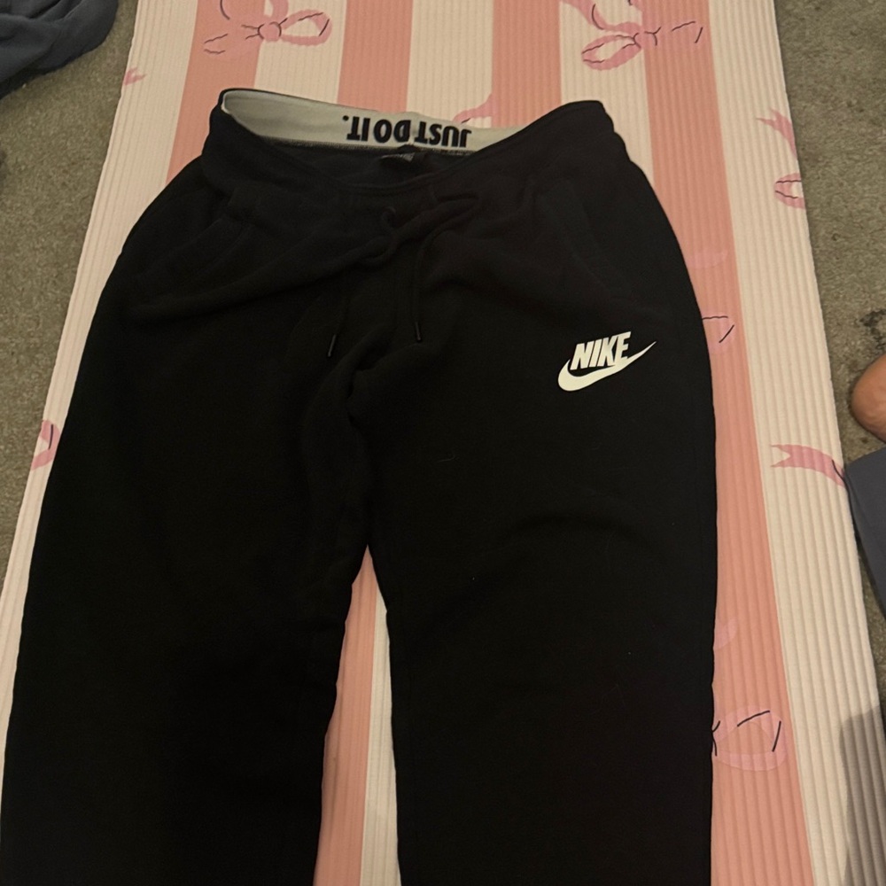 Nike Kids Black Sweatpants with White Logo